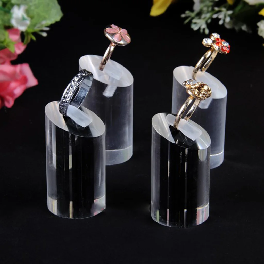  7Pcs Acrylic Finger Ring Display Stand Holder Jewelry Shop Showcase for Bead Rings Jewelry Display 