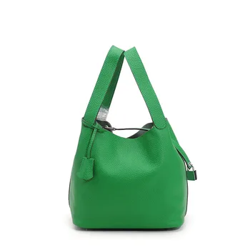 

Spring/Summer 2019 Fashion New Leather Women's Bag Tote Head Leather Bag Soft Basket Bag Bucket Bag