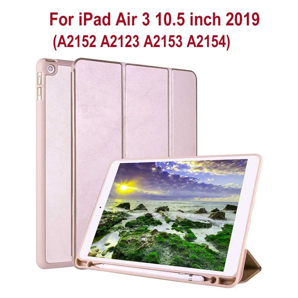 Чехол для iPad 7 10,2 дюймов Air 3 Pro 10,5, чехол для планшета с карандашом, кожаный флип-чехол, умный чехол для iPad Mini 5 4 - Цвет: Air 3 10.5 2019