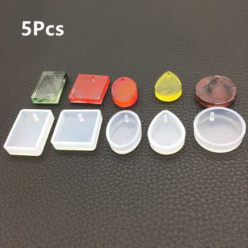 

5Pcs/Set Pendant Silicone Mold Resin Silicone Mould Square Round Shape Uv Epoxy Resin Molds DIY Crafts Jewelry Making Tools
