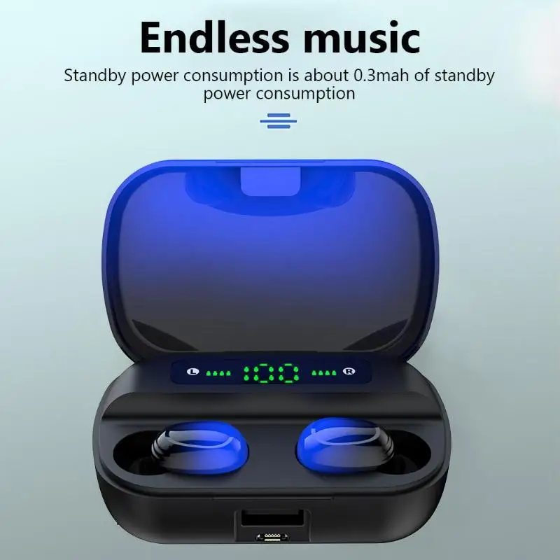 TWS Bluetooth беспроводные наушники градиентного цвета стерео бинауральные наушники Handsfree с цифровым 1500 мАч зарядный чехол