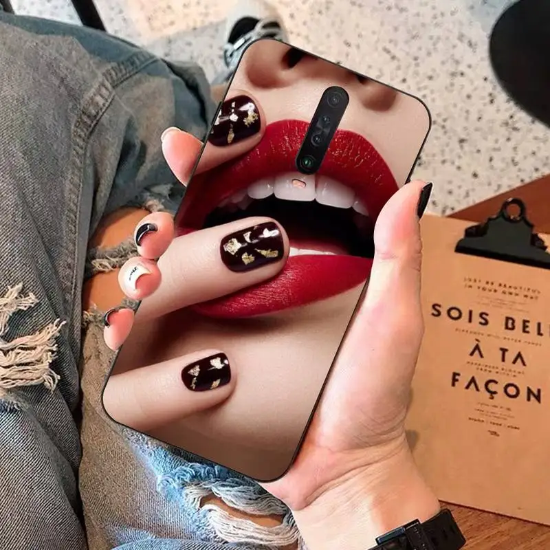 TOPLBPCS с красными сексуальными губами girl Luxury Korea Monroe чехол для телефона Cover RedMi 8 9 4X 5
