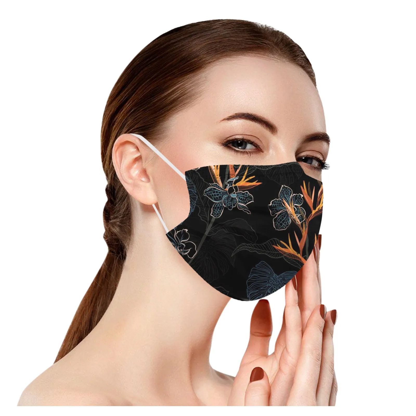 10PCS Adult Disposable Outdoor Breathable Mask Summer Flower Printed Cosplay