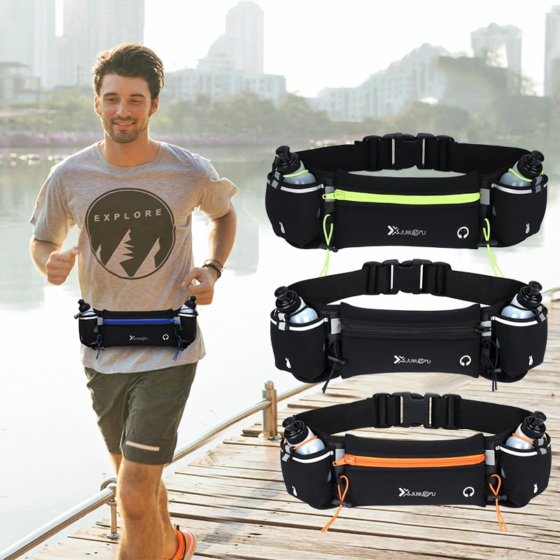 Man/woman maraton vláčet běžecký pás pack pro telefon voda láhev sportovní fanny pack fitness dvojí kapsa běžecký pás pás brašna