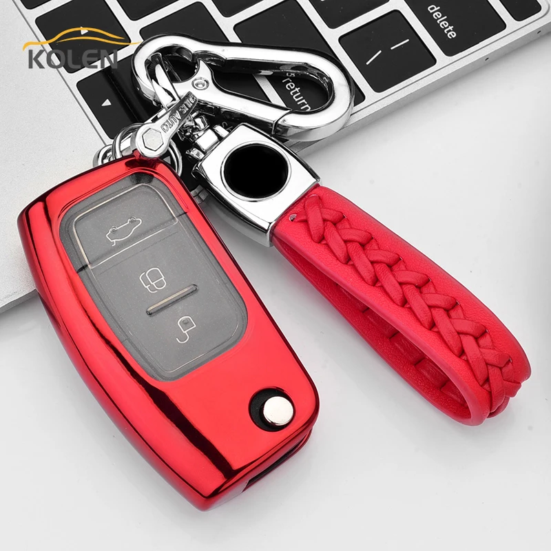 Soft TPU Car Remote Key Case Cover For Ford Fiesta Focus 3 Ecosport Kuga B-Max C-Max Escape Folding Key Holder Shell Accessories - H33d555b096f4469b948682794da4a2f3v
