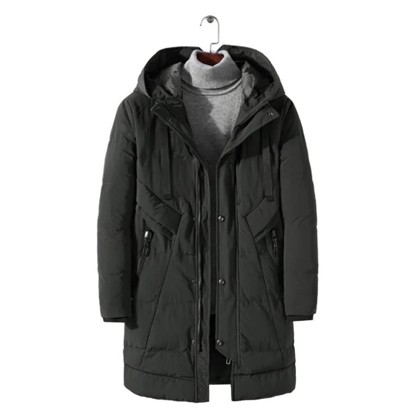 Winter men coat new style long down cotton-padded jacket student hooded fashion youth thick warm Windproof black Overcoat - Цвет: color same picture