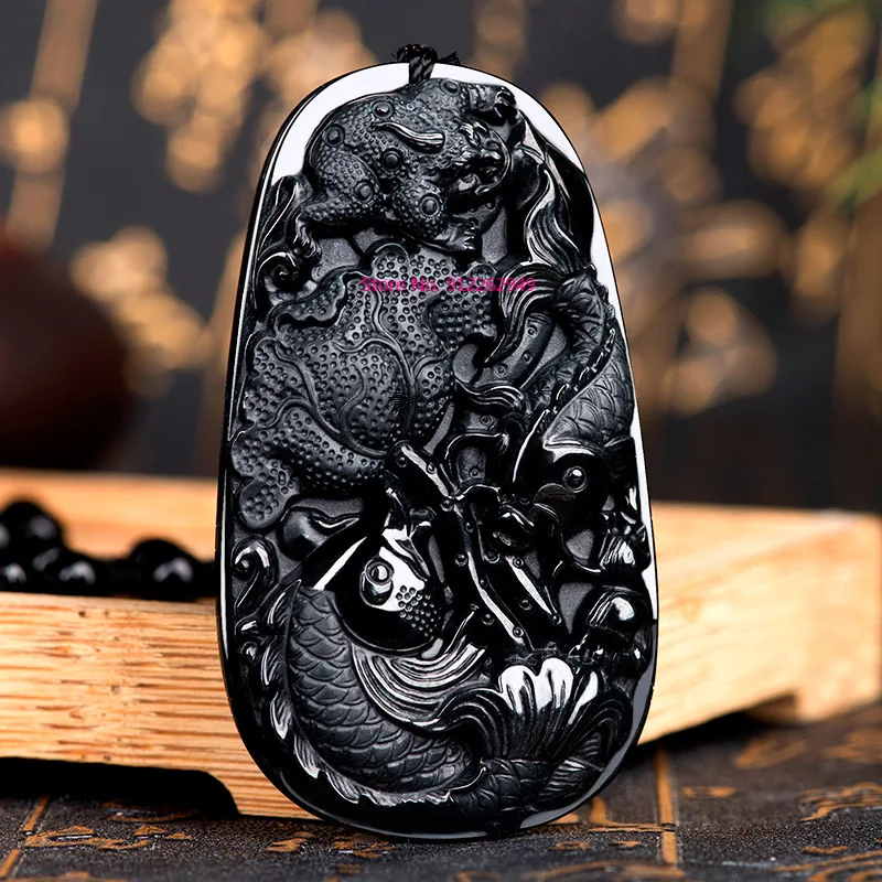 

Hot Selling Natural Hand-carve Ink Jade Every Have Year Fish Necklace Pendant Fashion Jewelry Men Women Luck Gifts
