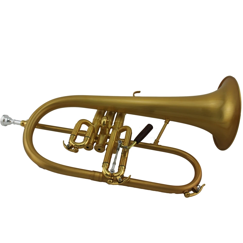 Professional brushed metal gold plated Tone Bb Flugelhorn
