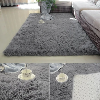 

1PC Gray Color Antiskid Shaggy Soft Carpet Modern Carpet Mat For Living Room/bedroom Rug Bedside Rugs