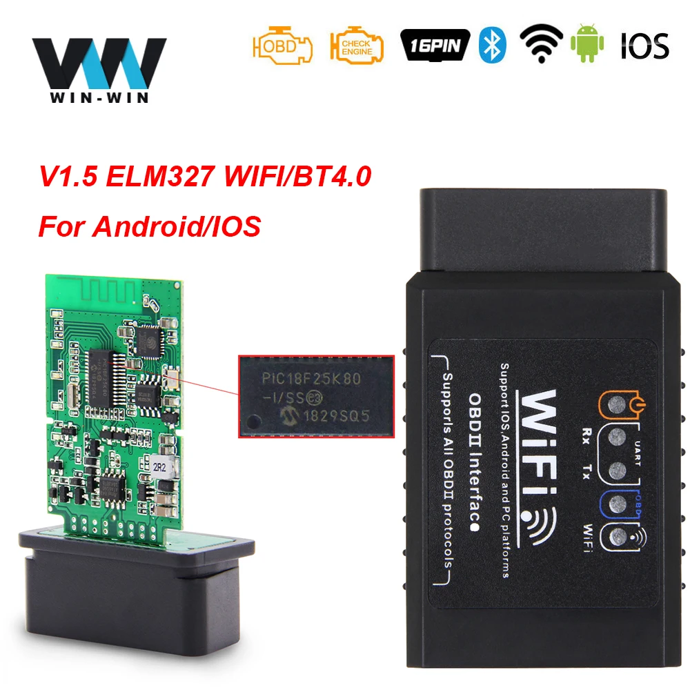 Сканер ELM 327 V1.5 PIC18F25K80 Wi Fi OBD2 Bluetooth WIFI сканер ELM327 для Android/IOS OBD 2 автомобильный