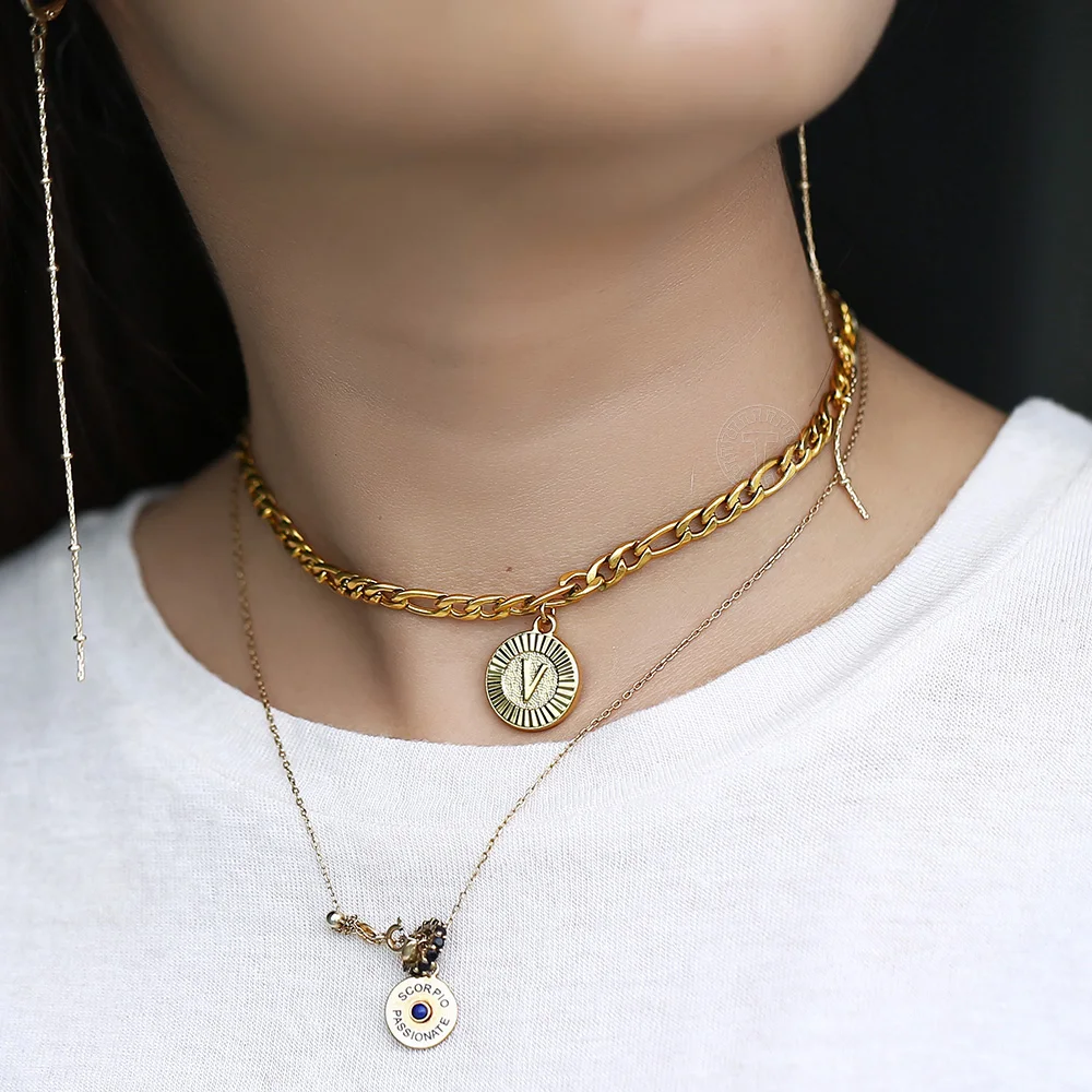 Цепочка Фигаро из нержавеющей стали 5 мм|Ожерелья с подвеской| |