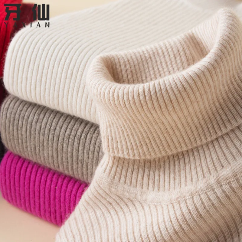 

2019 Autumn And Winter New Style Woollen Sweater WOMEN'S Dress High Collar Pullover Knit Low Waist Jersey Slim Fit Warm Sweater