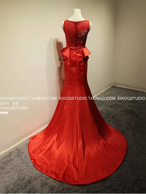 Женские летние вечерние платья, vestido de festa, Новые Модные Красные кружевные Длинные вечерние платья Русалка, вечерние платья