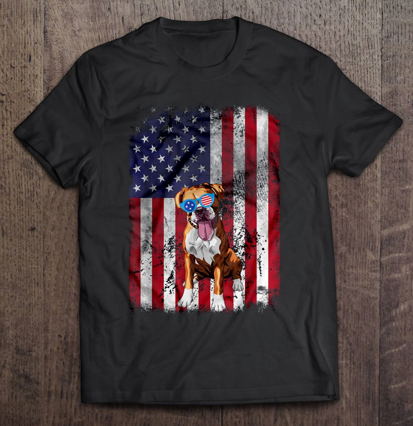 

Men Funny T Shirt Fashion tshirt Boxer Dog American Flag 4th Of July Women t-shirt