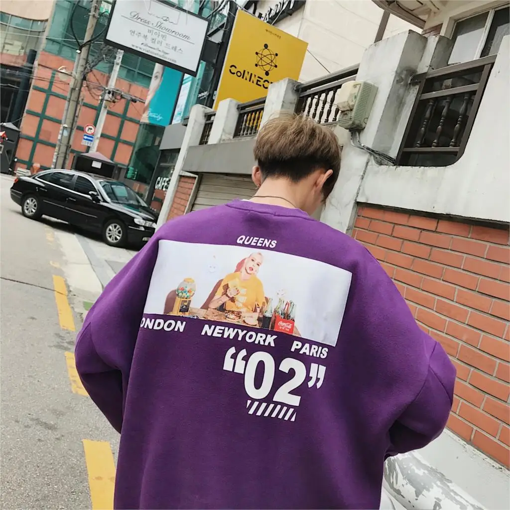 LAPPSTER мужские негабаритные уличные толстовки осенние мужские s Harajuku корейские графические толстовки Толстовка с капюшоном в стиле хип-хоп красочные толстовки - Цвет: Purple