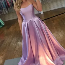 Сиреневое атласное длинное платье для выпускного вечера бальное платье А-силуэта платья для выпускного вечера, любимая девушка элегантные вечерние платья Robe De Soiree