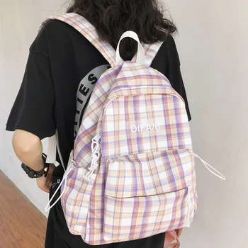 

DCIMOR New Plaid Women Backpack Fashion Cotton Female Backpacks Schoolbags for teenage girls Casual daily backpack Book Mochilas