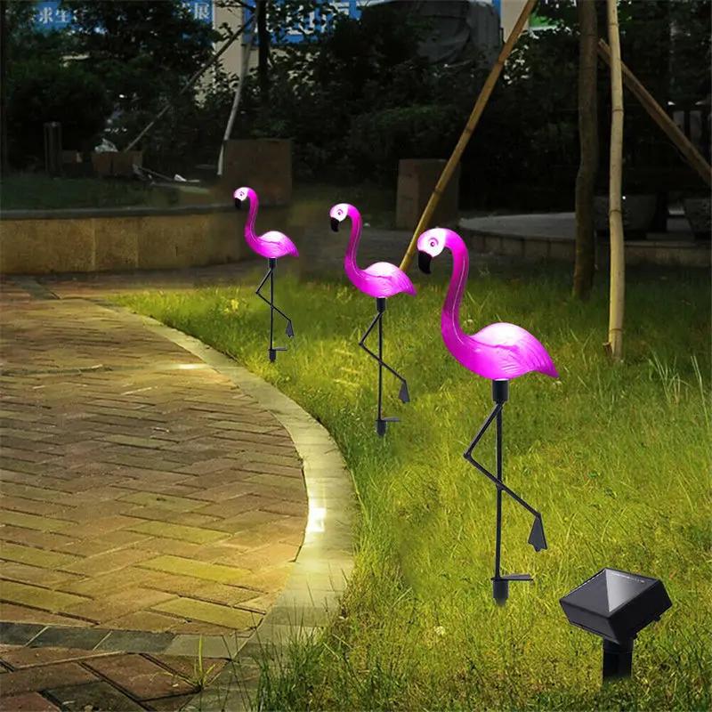 

3pcs/set Solar Powered Flamingo Lawn Lamp Garden Decor Solar Lights Waterproof Led Light For Outdoor Garden Decorative Lighting