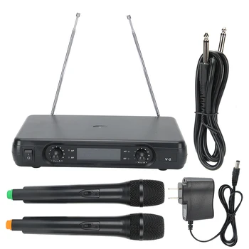 

Professional 2 Channel Wireless Dual karaoke Microphone Cordless Handheld studio Microphones MIC US Plug