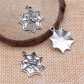 

free shipping 29pcs 22x18mm antique silver Spider web charms diy retro jewelry fit Earring keychain hair card pendant