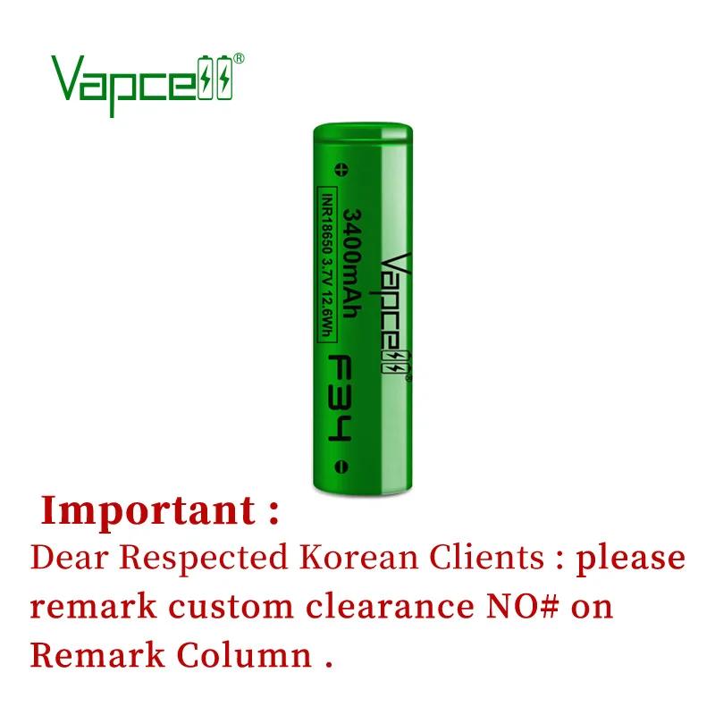 Vapcell INR18650 F34 3400mah10A/20A Rechargeable Li-Ion green high safety rewrap H30 cell batteries free shipping | Электроника