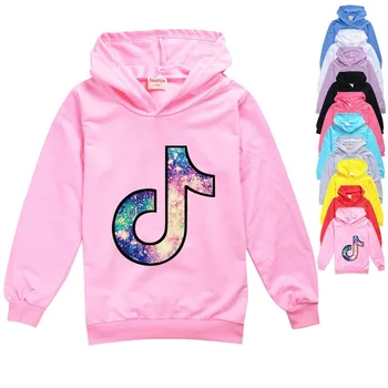 

2020 new Tok-tik spring children's hooded sweater long-sleeved sweater hoodie baby boy girl autumn Keep warm Sweatshirt
