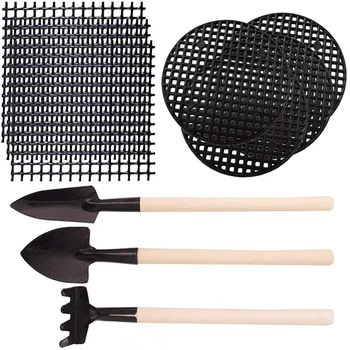 

100 Pcs Flower Pot Hole Mesh Pad, Drainage Mesh Bonsai Mesh Sn Bonsai Pot Bottom Grid Mat Mesh with 3Pcs Plant Tool