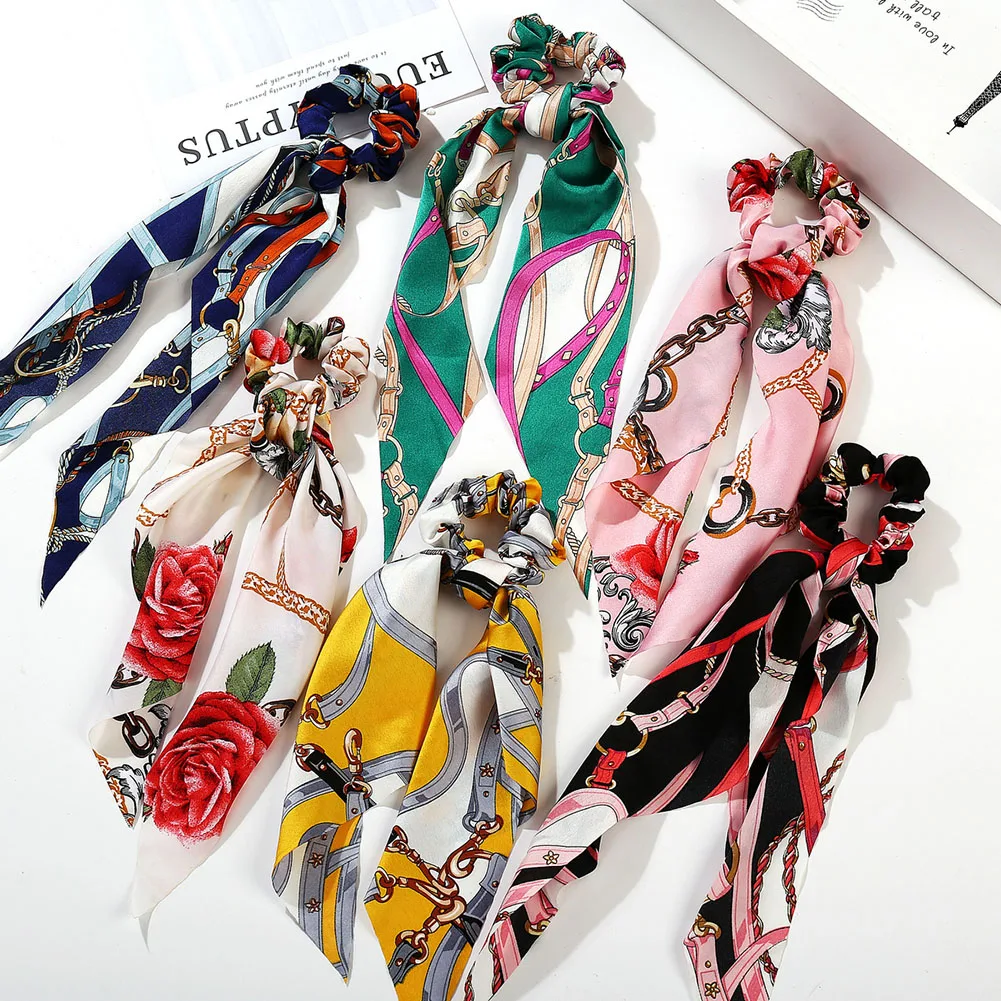 

Women Hair Scarf Bowknot Streamers Scrunchies Ponytail Holder Summer Headbands Elastic Hair Bows Rope Hair Bands Accessories