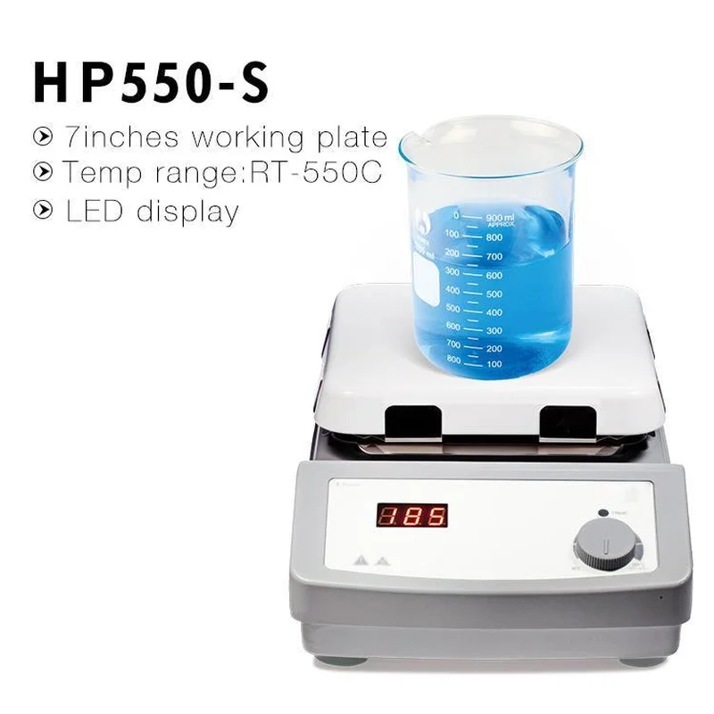 디지털 유리 세라믹 미니 전기 실험실 핫플레이트 마그네틱 교반기 믹서 기계, 가열 플레이트 HP550-S 포함