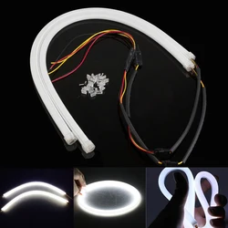 2 pçs led drl turn signal luz tira flexível à prova dwaterproof água auto farol superfície decorativa lâmpada do carro luzes diurnas 12v