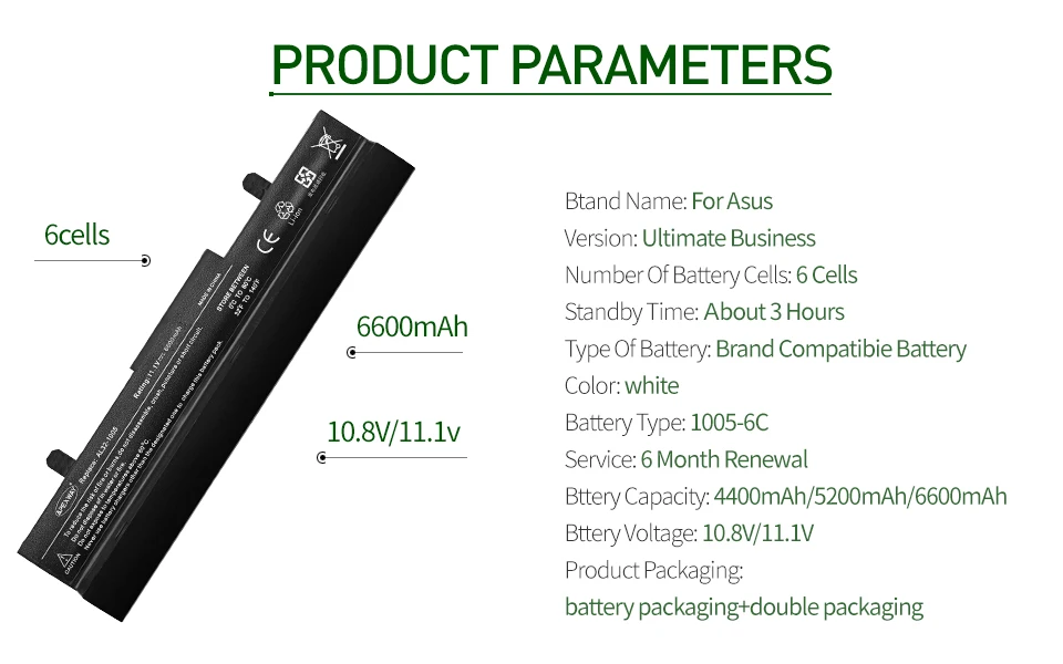 ApexWay Аккумулятор для ноутбука ASUS AL32-1005 AL31-1005 ML32-1005 Eee PC 1001HA 1005HR 1005P 1005PE 1001PQ 1001P 1005 1005H 1005HE