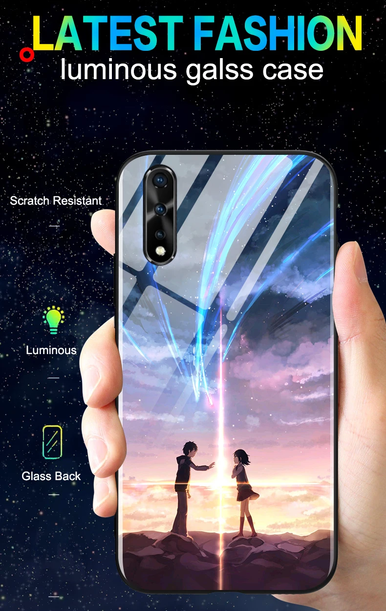 Светящийся чехол из закаленного стекла для Vivo V17 Neo S1 Индия Z5X чехол задняя крышка для Vivo IQOO Neo Pro 5G чехол для сотового телефона