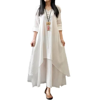 

Maxi Dresses For Women Ladies Irregular V-Neck Long Sleeve Loose Long Evening Dress Plus Size 4XL 5XL Vedtidos Para Mujer