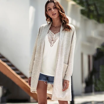 

Cardigan Women Autumn Winter Long Knitting Outerwear Casual Loose Pocket Clothes For Female Long Autumn Winter Woman Coat