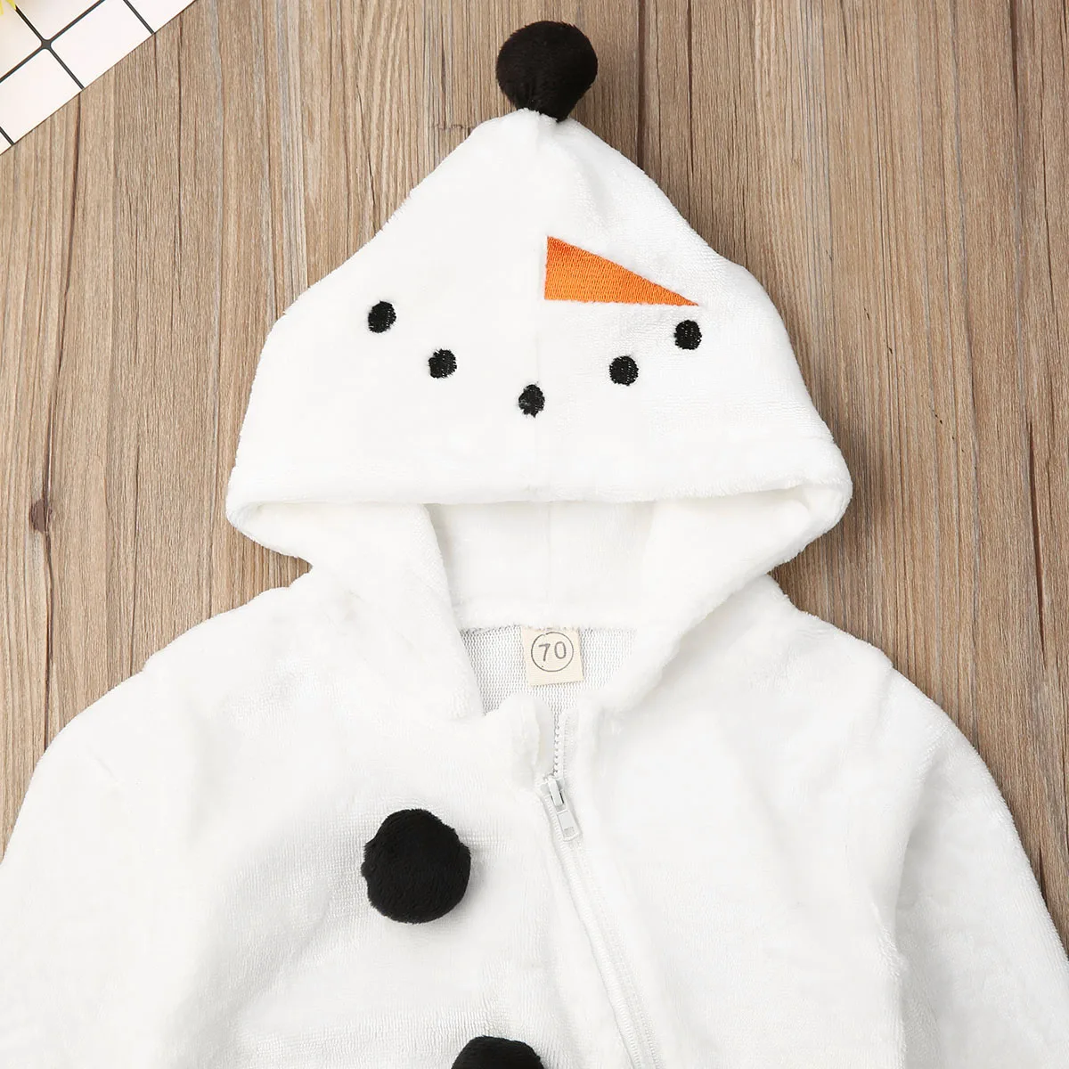 Милый комплект детской одежды для маленьких девочек осенний костюм для мальчиков зимний комбинезон из флиса с длинными рукавами комбинезон "Снеговик" молния одежда на Рождество для малышей От 0 до 3 лет