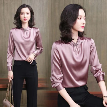 

New mulberry silk shirt Women Fashion Heavy silk shirt female long-sleeved spring 2020 new Hangzhou silk mulberry silk top