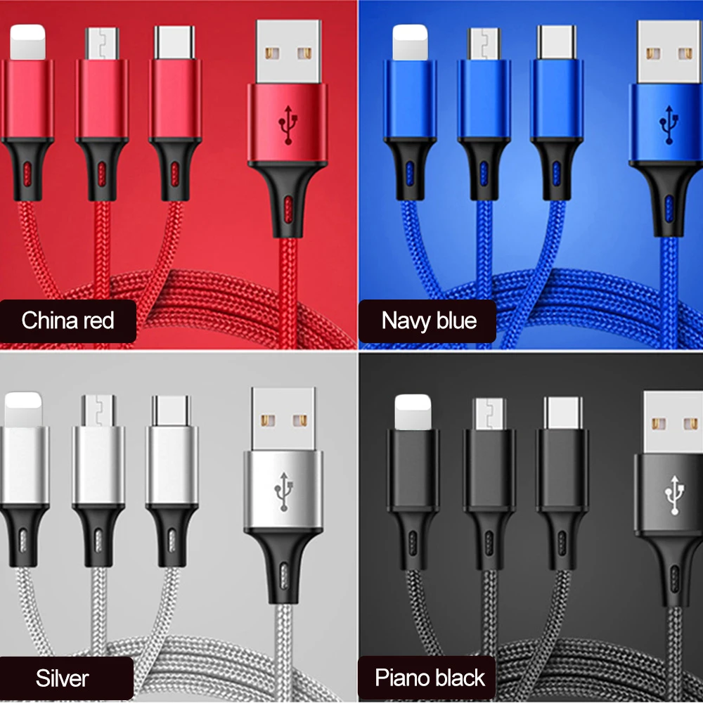 3 в 1 USB кабель для зарядки мобильного телефона для iPhone Micro type C кабель для телефона Android для samsung huawei Xiaomi провод для быстрой зарядки