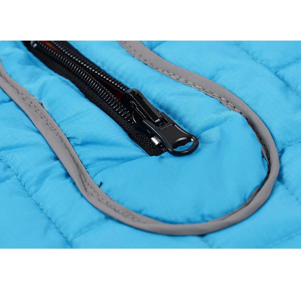 Autumn Winter Reflective Traction Hole Jacket Waterproof Dog Clothes Cotton Layer Pet Coat Bicolor Back Zipper Puppy Warm