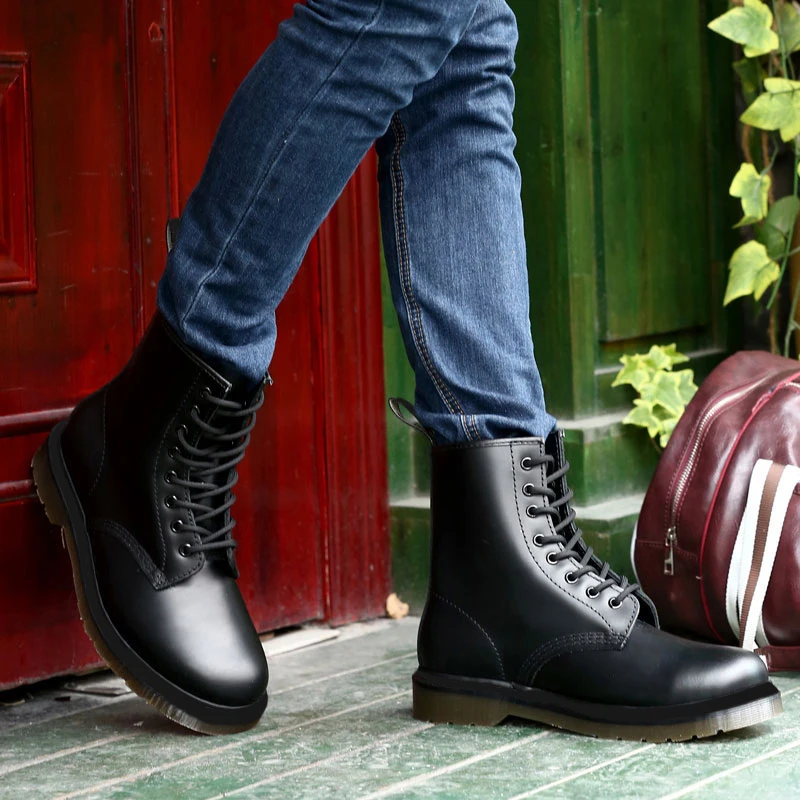 .Men Shoes Doc Mens 1460 8-Eye Winter Boots Martins Man Leather Ankle Boot Fashion Cowboy Motorcycle Black Casual Men Boots