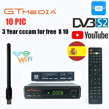 

10 PIC Hot sale GTMEDIA V7S HD DVB-S2 Receptor Europe Cline for 1 Year Spain Germany Include wifi Freesat V7