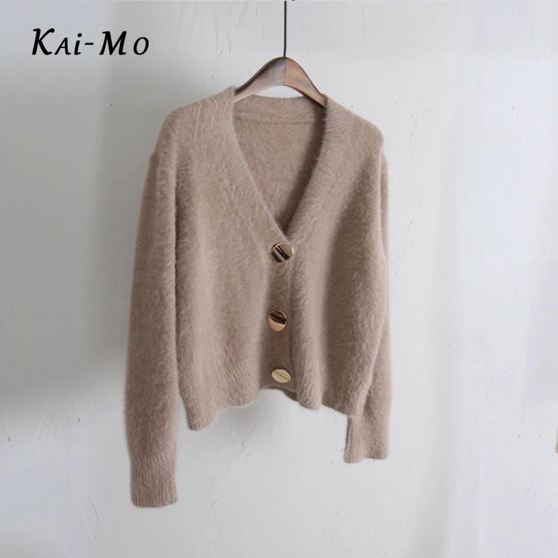 Осенне-зимний женский кардиган inverno, мягкий белый вязаный кашемировый свитер, женские кардиганы с длинным рукавом, теплый джемпер, свитер - Цвет: Хаки