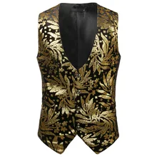 Повседневный жилет в стиле ночного клуба, бронзовый жилет с рисунком градиентного цвета, однобортный жилет SV05