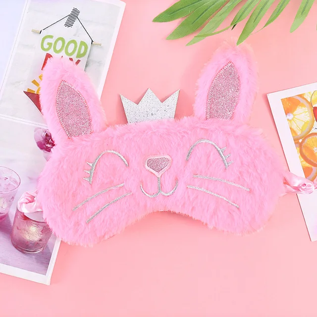 Sleeping Eye Mask Unicorn Sleep Night Mask Plush Cute Eye Patch Sort Band Aid Dream Cover For Girl Relax Travel Health Blindfold Rabbit pink