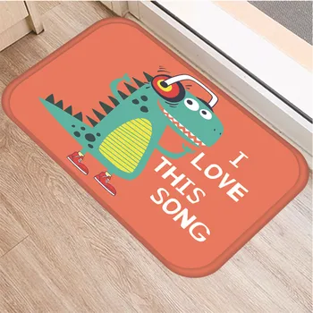 

Cartoon Dinosaur Entrance Indoor Doormat Home Decor Floor Mat Flannel Anti-slip Shower Bathroom Mat Absorbent Kitchen Rug Carpet