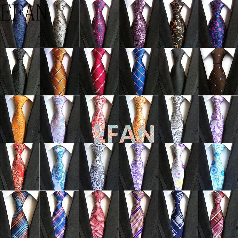 New Red Purple Check Classic JACQUARD Woven 100%Silk Men Tie Fashion Necktie