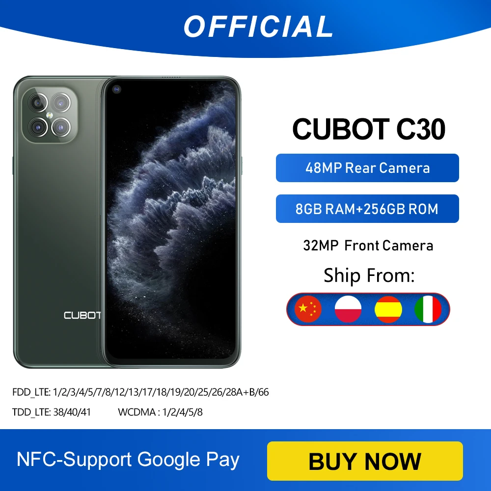 Cubot C30 48mp Quad Ai Camera 8gb 256gb 32mp Selfie Smartphone Global 4g Lte Helio P60 Nfc 6 4 Inch Fhd 4200mah Android 10 Cellphones Aliexpress