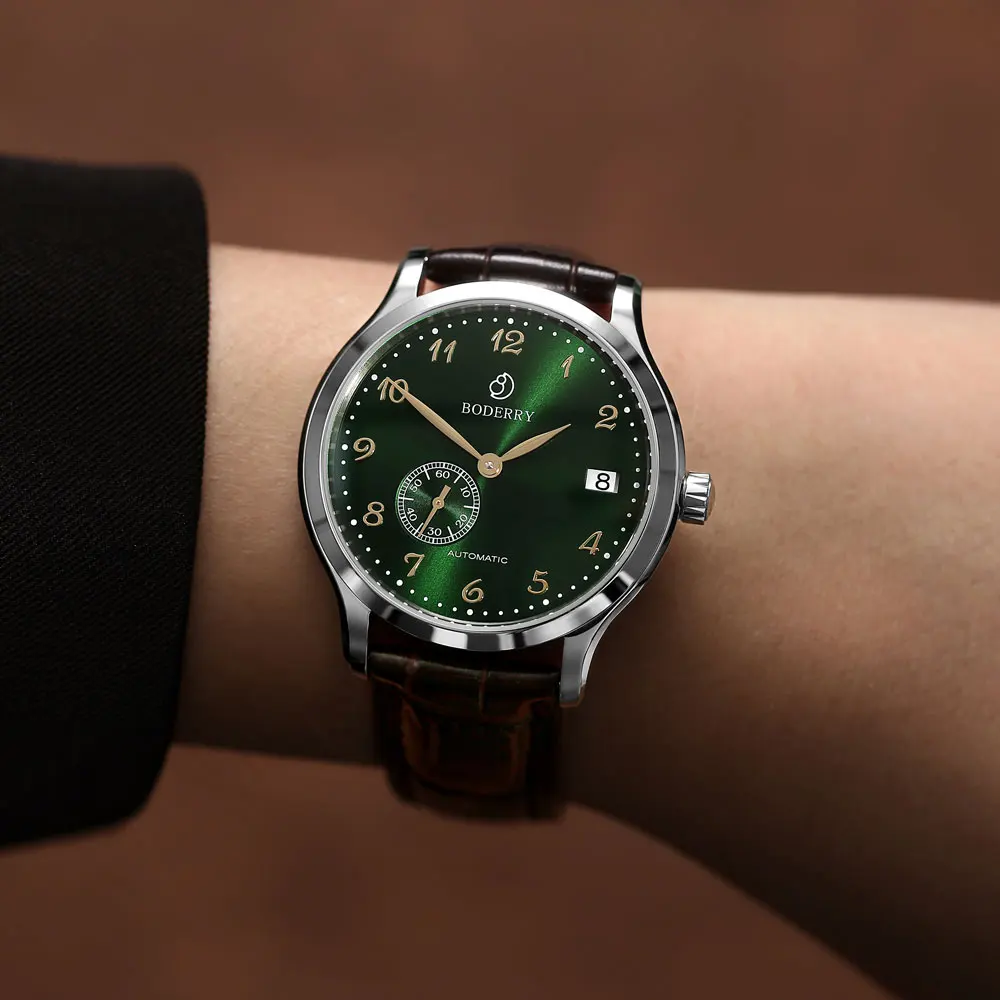 BODERRY Mens Micro-rotor Automatic Dress Watches Waterproof Stainless Steel Mechanical Business Wrist Watch for Men,Sapphire