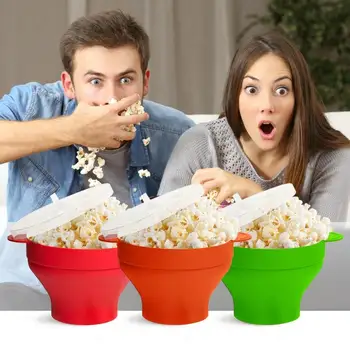 

Folding Silicone Microwave Popcorn High Quality Easy Kitchen DIY Tools Popcorn Bucket Maker Bowl With Lid