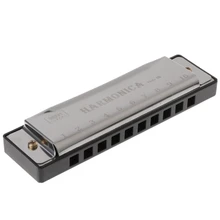 OOTDTY 10 Holes Key of C Blues Harmonica Musical Instrument Educational Toy with Case flute intermediate concert nickel silver band with pads musical instrument c key toy musical instrument