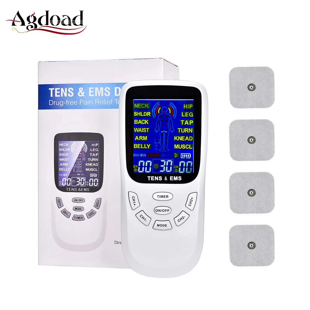 

Tens Fisioterapia Machine 4 Tens Electrodes for Meridian Therapeutic Apparatus Massager Muscle Stimulator 12 Modes Tens EMS Unit